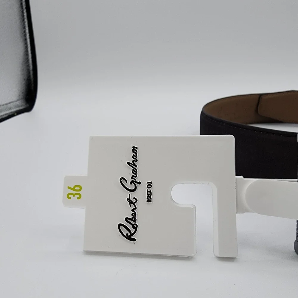 ROBERT GRAHAM Signature Ripaso Rich Black Leather Belt‎ Mens Size 36 NEW w/ Tag